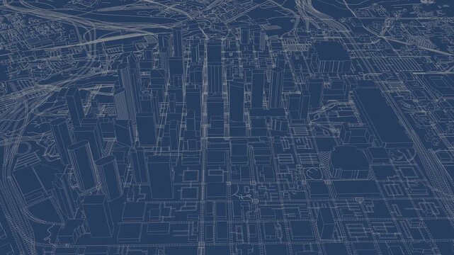 3D looped animation of city - Houston, USA