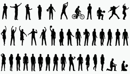 silhouette of a woman People Silhouette Icons Set &ndash; Men Women Dancing Sports Walking Jumping Cycling Lifestyle Action Black Vector Collection