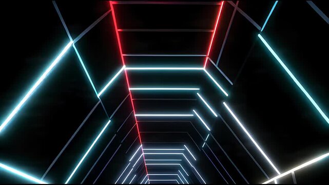 Seamless Loop of Animated Neon Geometric Lines