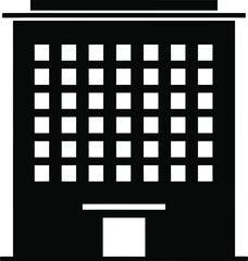 Black and white illustration of a building isolated on transparent background