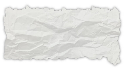 Crumpled White Paper with Torn Edges and Wrinkles, Isolated on White Background