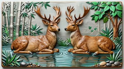 Obraz premium Deer in the woods I Wall Decor 