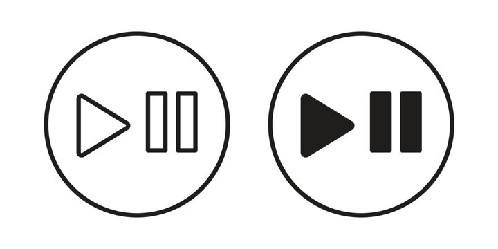 Play pause icon vector. EPS 10 editable vector bundle