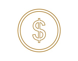 Obraz premium A simple orange line drawing of a dollar sign within a circle