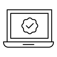 verified laptop line icon with editable stroke