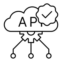verified API line icon with editable stroke