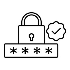 verified password line icon with editable stroke