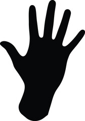 Obraz premium Black silhouette of a human hand isolated on transparent background