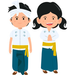 Obraz premium Balinese Couple Praying in Nyepi Day