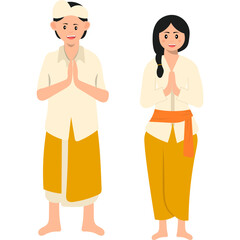 Obraz premium Balinese Couple Praying in Nyepi Day