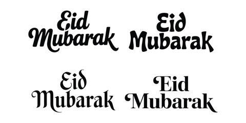 Fototapeta premium Eid Mubarak Arabic Islamic greeting text phrases in different fonts Muslim holiday wishes