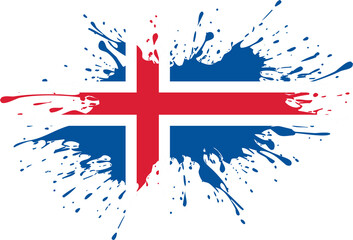  Iceland Flag with Artistic Paint Splash Effect