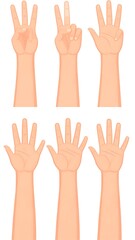 Obraz premium A set of six cartoon-style human hands