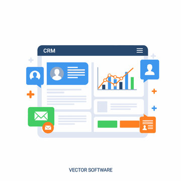 CRM software interface vector icons