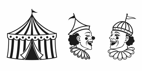 Circus performers and tent illustration with various expressions and costumes Vector ©  MST RABEYA  BEGUM