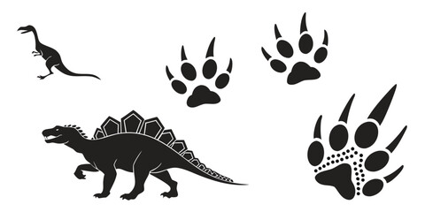 A collection of various dinosaur footprints and silhouettes Vector ©  MST RABEYA  BEGUM