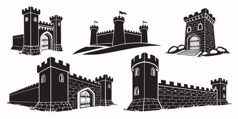 A collection of medieval castles and fortifications from various historical periods Vector ©  MST RABEYA  BEGUM