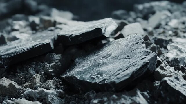 Coal chunks burning intensely, belching thick black smoke and particulates into the atmosphere, visualizing fossil fuel pollution, industrial emissions and climate change impact
