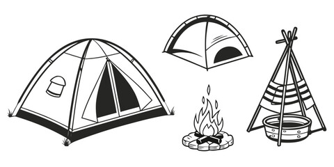 Three different types of camping tents displayed in a row Vector ©  MST RABEYA  BEGUM