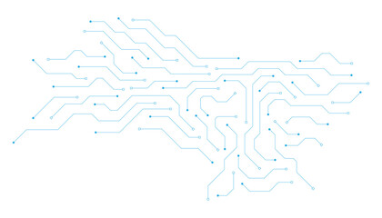 Obraz premium AI circuit board technology texture on white background. Digital communication. Semiconductor and computer processor design concept. Vector