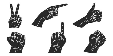 Hand gestures and sign language symbols in black and white Vector ©  MST RABEYA  BEGUM