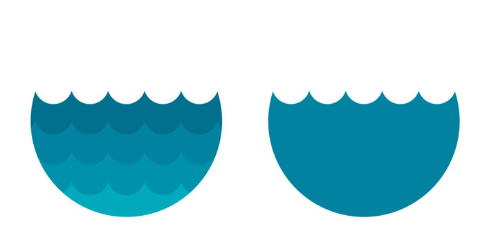 Ocean waves layer by layer from different tones of blue icon svg cut file. Isolated vector illustration.