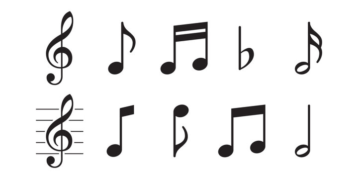 Music notes icons svg cut file. Isolated vector illustration.