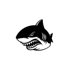 Black and white shark head illustration.