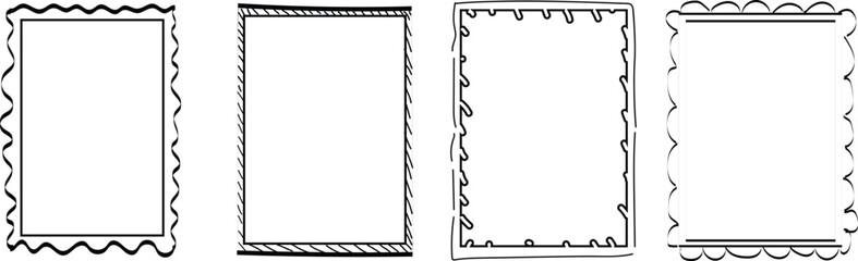 Minimalist  Hand drawn   brush lines   wavy frames set. decorative borders . greeting cards   outline .vector illustration © thisara