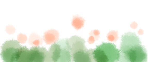 緑の葉の桜の花舞い散る水彩テクスチャバナーイラスト素材