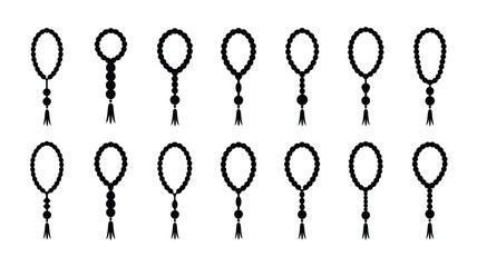 Set of black beaded tassel keychains on white background vector illustration various designs decorative accessories