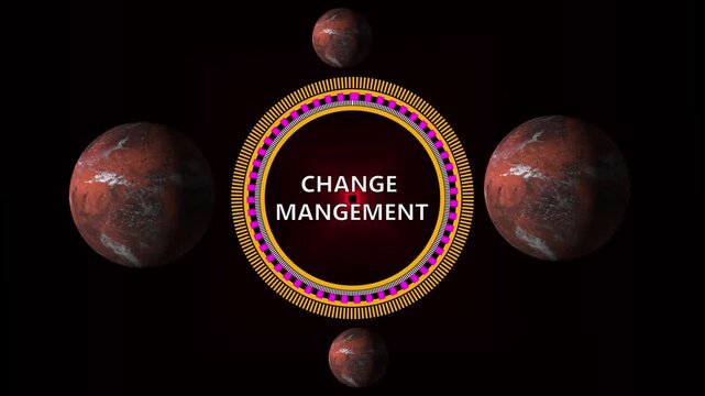  A young entrepreneur working on a virtual screen of the future and sees the inscription: Change management.The concept of business, technology, the Internet and the network.