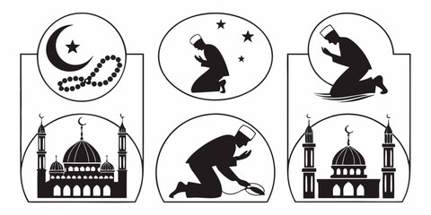 Illustration of various animals and objects associated with different religions. Vector