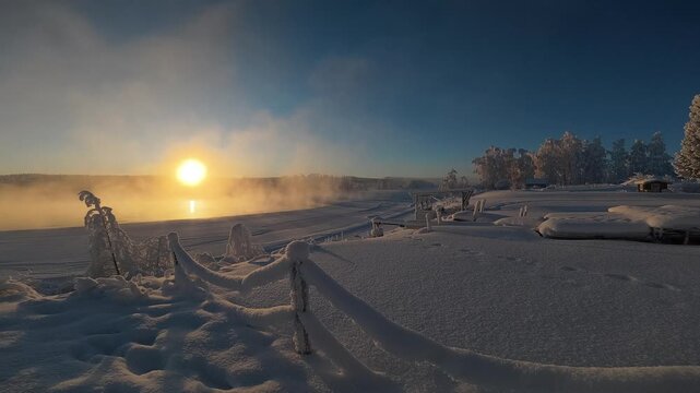 Winter landscape frozen north artic Circle Lapland epic Finland