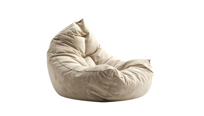Isolated, beige beanbag chair on a black background, soft texture, comfortable design