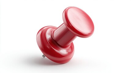 Shiny red thumbtack isolated on a clean white background, ready for use