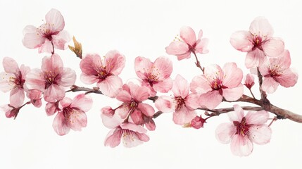 Naklejka premium Watercolor Cherry blossom blooming flower,Sakura tree or forest side view,Cherry tree spring flower background,elements for environment and garden,botanical in spring season.