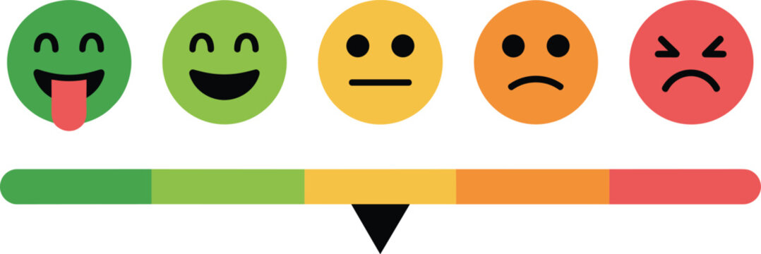 Five Emotion Faces From Happy To Angry With A Color Scale Bar vector illustration