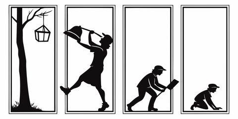 A sequence of a person falling from a tree and transforming into a monkey Vector © Adobe 