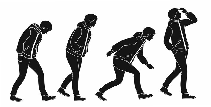 Illustration of human evolution stages from ape-like to modern human Vector