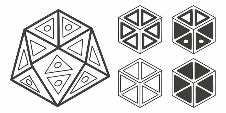 A collection of geometric shapes and patterns with various configurations and designs. Vector