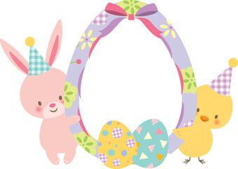 イースターの卵とうさぎとひよこ
