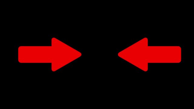 arrow icon animation on black background. 4k