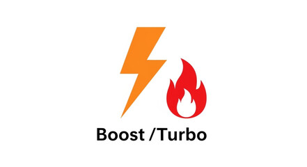 Energy and power concept - Lightning bolt and flame representing boost and turbo.