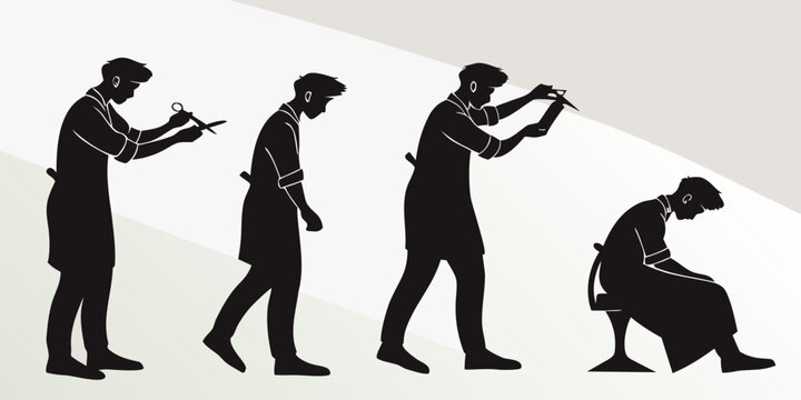 A sequence of figures demonstrating the evolution of human posture from primate origins Vector