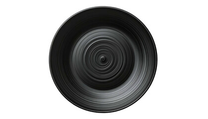Circular grayscale texture, concentric rings swirl, centered on black, top-down view