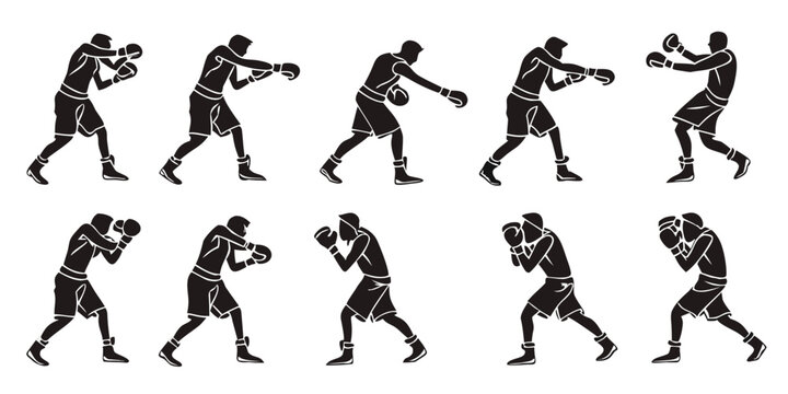 A sequence of images showing a person performing a series of martial arts movements Vector