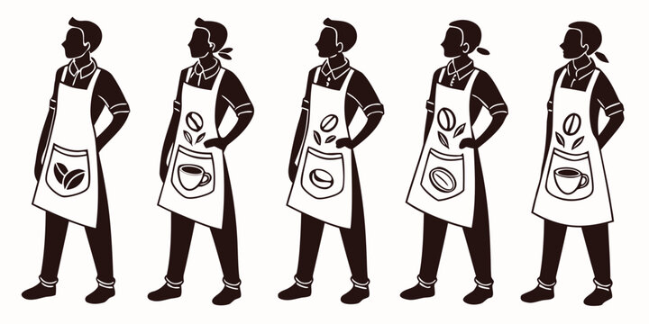 A sequence of a person walking with a bag in each hand Vector