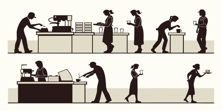 Illustration of a man's daily routine from waking up to going to bed Vector