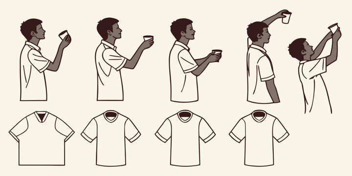 Illustration of various t-shirt styles and their corresponding folding techniques Vector